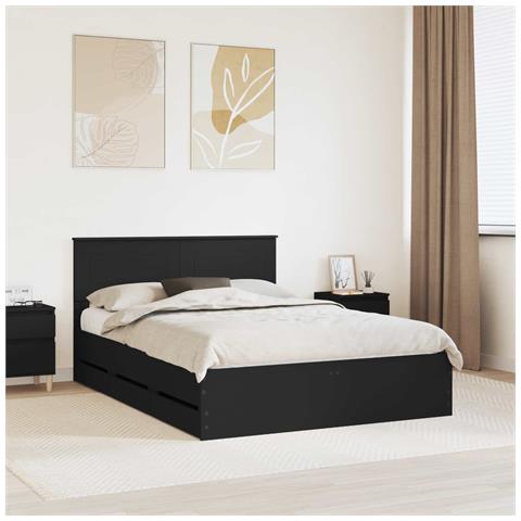 Struttura del letto Nero 140 x 190 cm Legno Ingegnerizzato - Foto 2