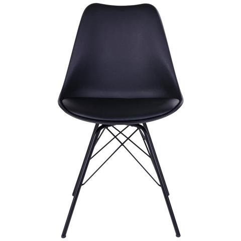 Set 2 Sedie Da Pranzo Oslo In Ecopelle Nera Con Gambe In Metallo Nero - Foto 2