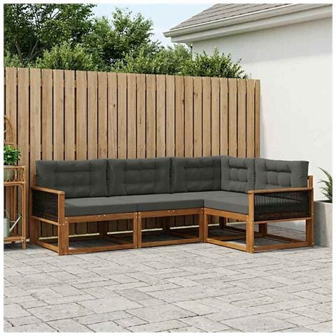 Set di divani da esterno con cuscino 4 pcs Naturale e Antracite - Foto 2