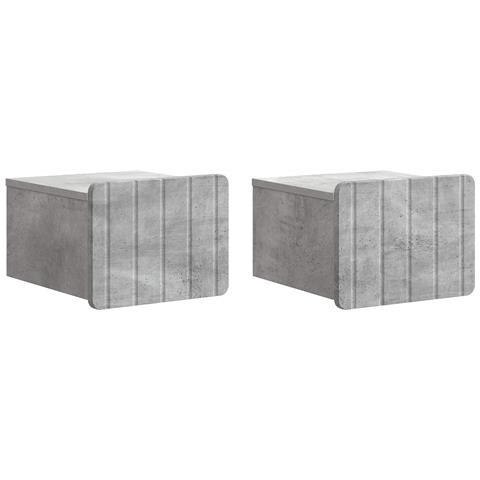 Mobiletto da notte a muro con cassetto 2 pcs Grigio Cemento - Foto 1