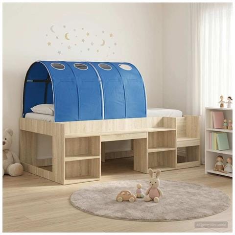 Letto con Tunnel 3 pz Rovere Sonoma e Blu Legno ingegnerizzato - Foto 2