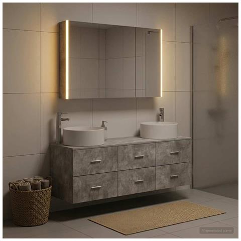 Set di mobili per il bagno 4 pcs Grigio Cemento - Foto 2