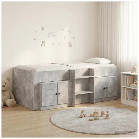 Struttura Letto Loft con Mobile con porta 3 pz Grigio Cemento - Foto 2