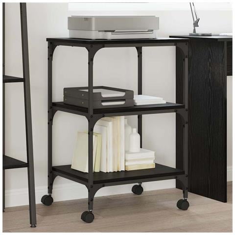 Supporto per Stampante Rovere Nero 50 x 41 x 75 cm - Foto 2