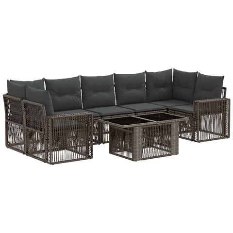 Set Divano da Giardino 8 pz Grigio e Grigio Scuro polyrattan - Foto 1