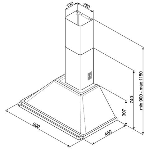 Cappa KT90PE a Parete da 90 cm Aspirante Colore Panna Estetica Victoria - Foto 3