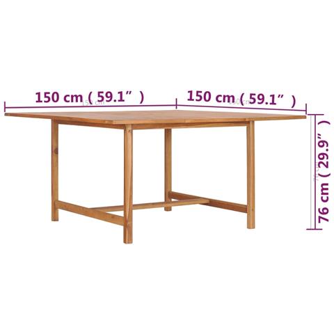 Tavolo Da Giardino 150x150x76 Cm In Legno Massello Di Teak - Foto 7