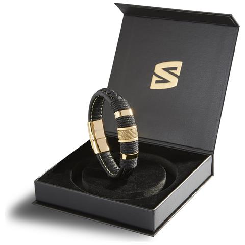 Bracciale da Uomo in Pelle, ""Ring"", 17cm, Oro - Foto 16