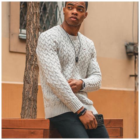 Bracciale in Pelle per Uomo, ""Brave"", 20cm, Argento - Foto 3