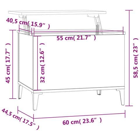 Tavolino Salotto Rovere Sonoma 60x44,5x45 Cm Legno Multistrato - Foto 9