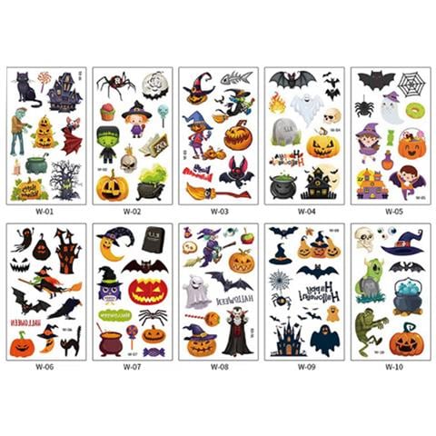 Tatuaggi Temporanei Di Halloween 10 Fogli Multicolor - Foto 1