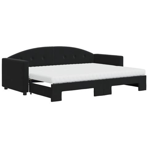 Divano Letto Estraibile Con Materassi Nero 80x200 Cm Velluto - Foto 1