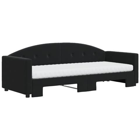 Divano Letto Estraibile Con Materassi Nero 80x200 Cm Velluto - Foto 9