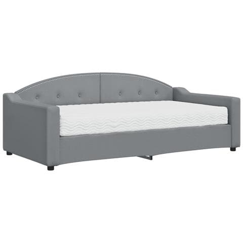 Divano Letto Con Materasso Grigio Chiaro 90x190 Cm In Tessuto - Foto 1