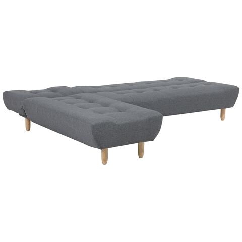 Divano Letto Angolare Modulare 4 Posti Alsten Tessuto Grigio Scuro Lato Destro - Foto 2