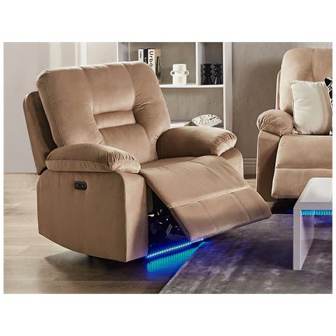 Poltrona Reclinabile Velluto Beige Bergen - Foto 1