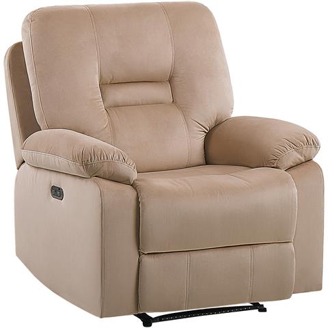 Poltrona Reclinabile Velluto Beige Bergen - Foto 5