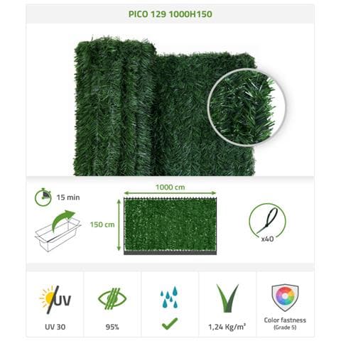 Siepe Artificiale Pico 1.5x10 M Rete Frangivista 95% Oscurante - Foto 8