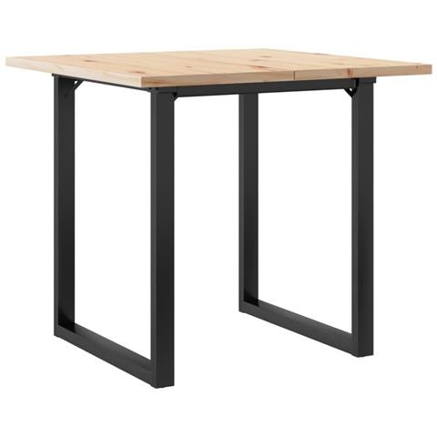 Tavolo Da Pranzo Telaio A O 90x90x75,5 Cm Massello Pino E Ghisa - Foto 2