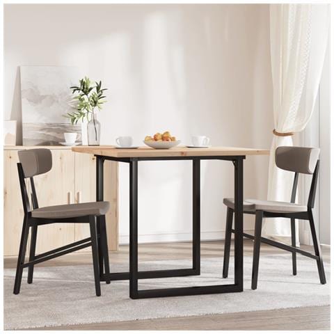 Tavolo Da Pranzo Telaio A O 90x90x75,5 Cm Massello Pino E Ghisa - Foto 3