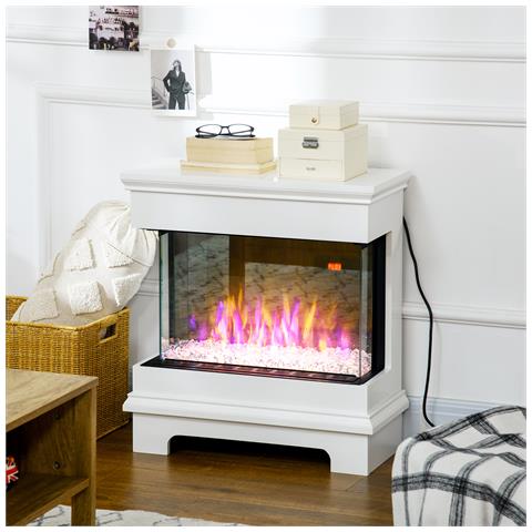 Caminetto Elettrico A 10 Colori Con Spegnimento Automatico E Timer Da 12h, 61x28x66.5 Cm, Bianco - Foto 2