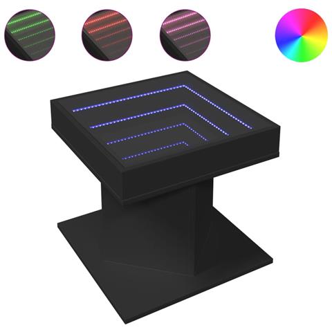 Tavolino Salotto Con Led Nero 50x50x45 Cm Legno Multistrato - Foto 2