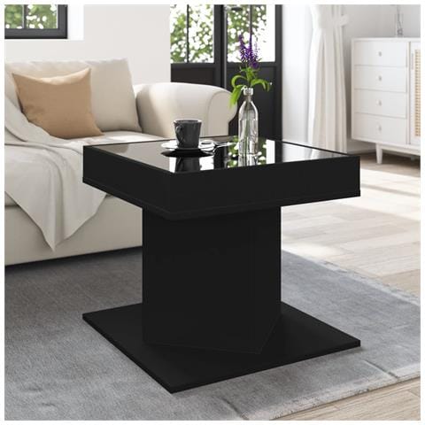 Tavolino Salotto Con Led Nero 50x50x45 Cm Legno Multistrato - Foto 1