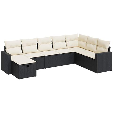 Set Divani da Giardino con Cuscini 8 pz Nero in Polyrattan - Foto 1