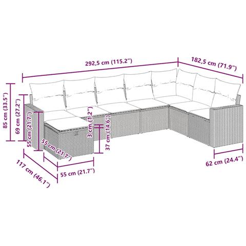 Set Divani da Giardino con Cuscini 8 pz Nero in Polyrattan - Foto 10