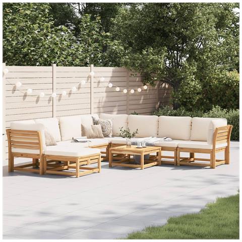 Set Salotto Giardino 9 Pz Con Cuscini Legno Massello Di Acacia - Foto 1