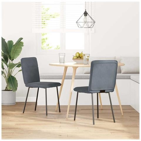 Sedie Da Pranzo 2 Pz Grigio Scuro In Velluto - Foto 2