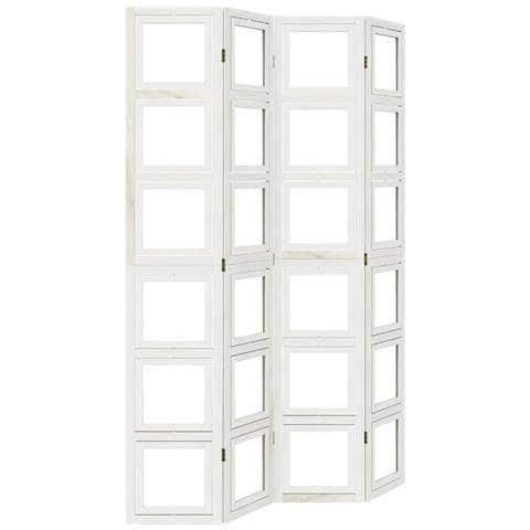 Divisorio Ambienti 4pannelli Bianco Legno Massello Di Paulownia - Foto 2