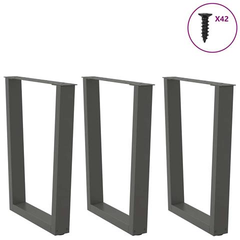 Gambe Tavolo Pranzo A V 3 Pz Antracite 70x(72-73,3)cm Acciaio - Foto 3