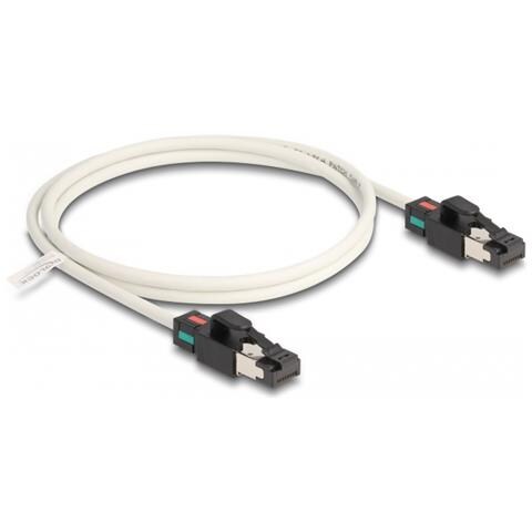 Cavo di rete da RJ45 maschio a maschio Cat. 6A S /FTP con clip colorate ruotabili 1 m bianco - Foto 1