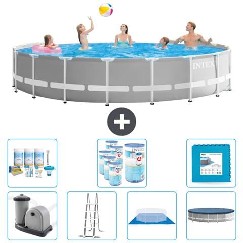 Piscina Fuori Terra - In Giro - 549x549x122 Cm - Grigio - Include Accessori Coordinati Cb42 - Foto 1