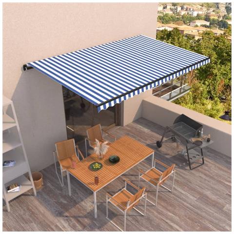 Tenda Da Sole Retrattile Automatica 500x350 Cm Blu E Bianca - Foto 8