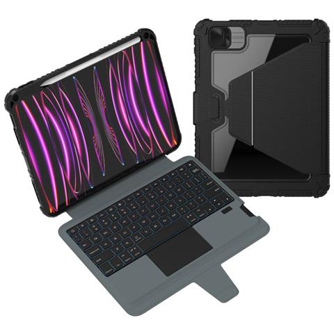 Custodia Con Tastiera Retroilluminata Per Ipad 10,9” Con Paraurti Rinforzato, Nero - Foto 3