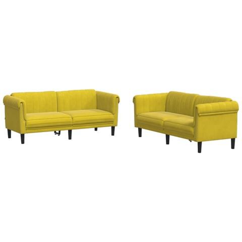 Set di Divani 2 pz Giallo in Velluto - Foto 1