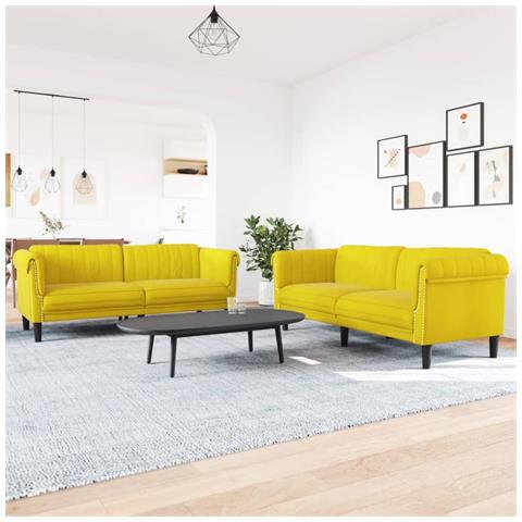 Set di Divani 2 pz Giallo in Velluto - Foto 2