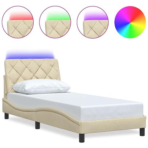 Giroletto con LED senza Materasso Crema 80x200 cm in Tessuto - Foto 1