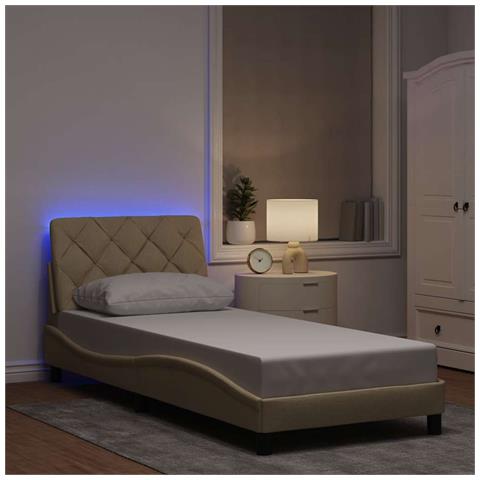 Giroletto con LED senza Materasso Crema 80x200 cm in Tessuto - Foto 2