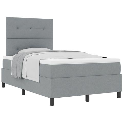 Letto a Molle con Materasso Grigio Chiaro Matrimoniale in Tessuto - Foto 1
