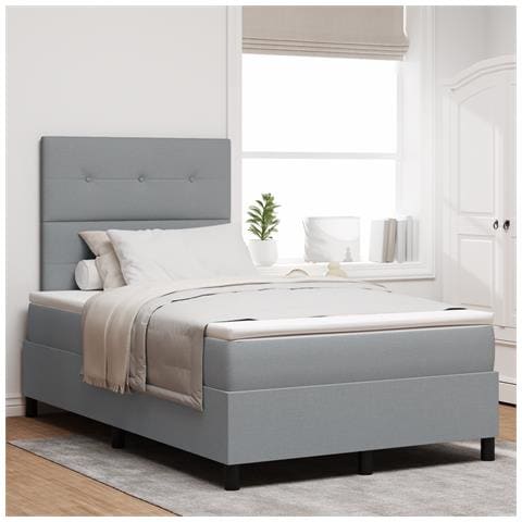 Letto a Molle con Materasso Grigio Chiaro Matrimoniale in Tessuto - Foto 2