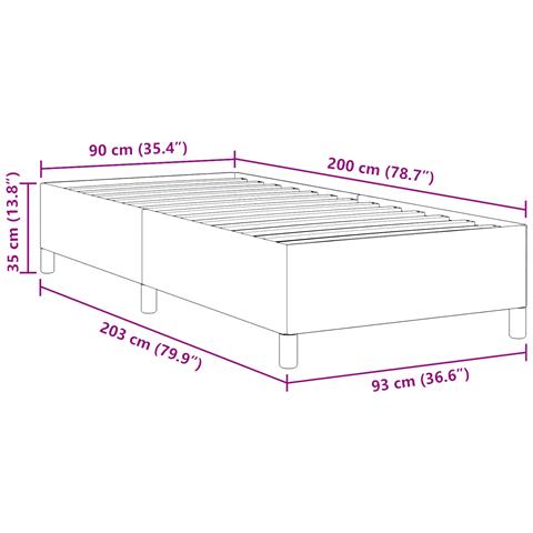 Letto a molle Grigio Scuro 90 x 200 cm Tessuto in Cords - Foto 9