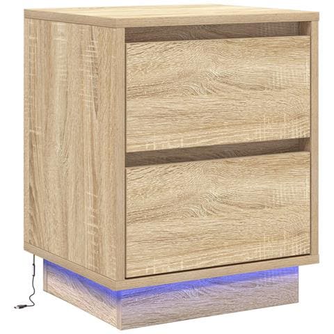 Comodino con luci LED Rovere di Sonoma 39x34.5x50 cm - Foto 1