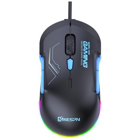Mouse Da Gioco Cablato Rgb A 10 Pulsanti Con Dpi 12800 E Illuminazione Dinamica Black+blue - Foto 1