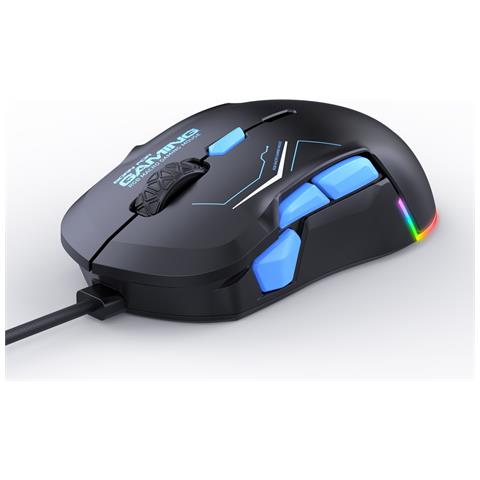 Mouse Da Gioco Cablato Rgb A 10 Pulsanti Con Dpi 12800 E Illuminazione Dinamica Black+blue - Foto 2