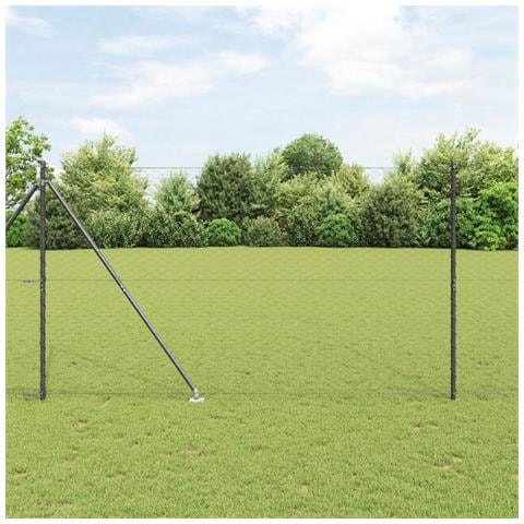 Recinzione esagonale grigia 1,6x10 m in acciaio, Pali recinzione con picchetto 7 pz Ø32 mm 180 cm in acciaio zincato - Foto 2