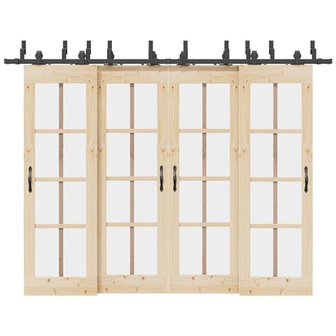 Kit di Binari per Porte Scorrevoli 305 cm Acciaio Nero - Foto 2