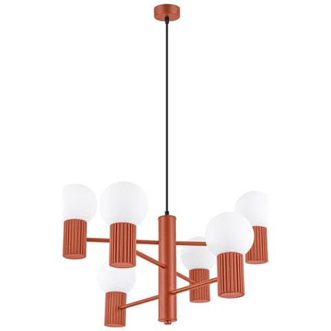 Lampadario Halo 6 Rosso Ocra Sl. 1833 - Moderno Lampadario Ocra Rossa 230x64x64 Cm - Foto 1